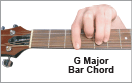 Play the bar chord G Major